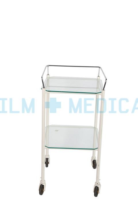 Trolley White with Glass Shelves